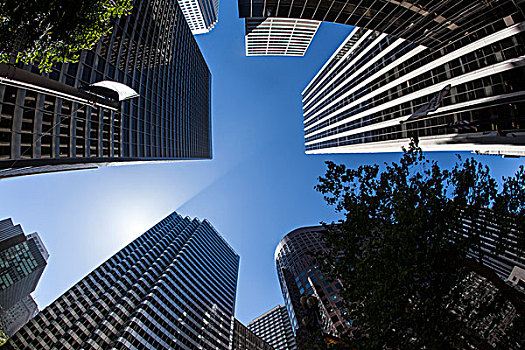 摩天大楼,市区,旧金山,黄昏