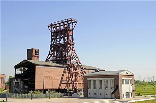煤矿,工业,纪念建筑,弯曲,塔,盖尔森基兴,北莱茵威斯特伐利亚,德国,欧洲