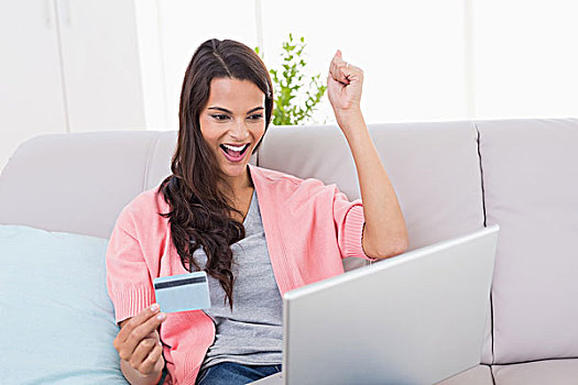 女人,网上购物,笔记本电脑,信用卡