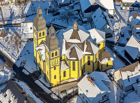 大教堂,玛丽亚,雪中,藻厄兰,北莱茵威斯特伐利亚,德国