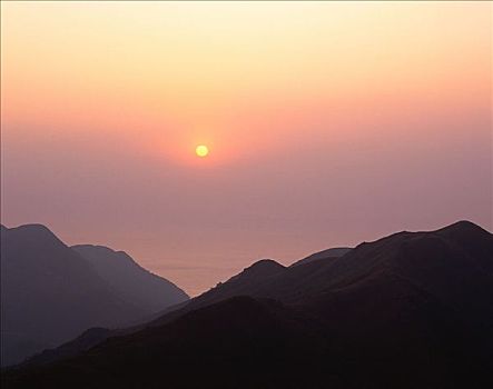 日落,大屿山,香港