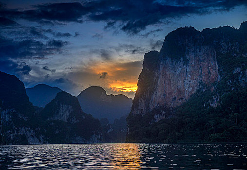 日落,湖,国家公园,泰国,亚洲