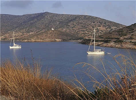 帆船,黄昏,岛屿,多德卡尼斯群岛,希腊