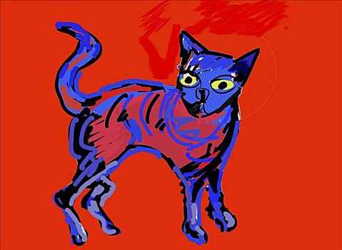 蓝色,猫,2007年,电脑制图