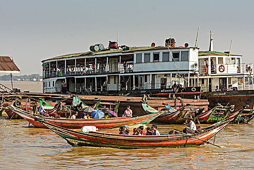 仰光,小,渡船,船,河,区域,缅甸
