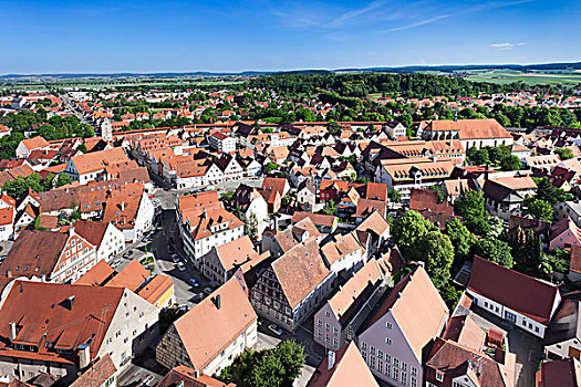 俯视,历史,城镇中心,浪漫大道,斯瓦比亚,巴伐利亚,德国,欧洲