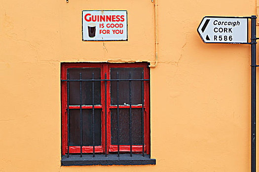 广告,吉尼斯黑啤酒,黑啤酒,路标,指向,科克市,城市,户外,酒吧,科克郡,爱尔兰