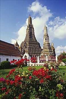 花园,正面,庙宇,郑王庙,曼谷,泰国