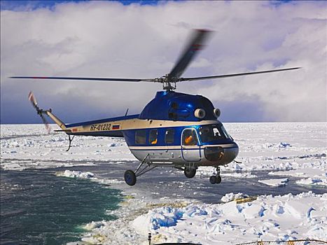 直升飞机,下降,陆地,船长,破冰船,南极