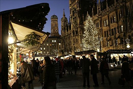 圣诞市场,玛利亚广场,慕尼黑,巴伐利亚,德国