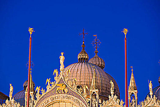 圆顶,圣徒,大教堂,夜晚,威尼斯,意大利
