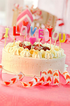 蛋糕,文字,蜡烛,拼写,信息,我爱你