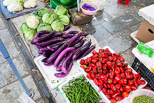 蔬菜,街上,户外市场,阳朔