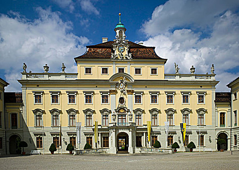 城堡,路德维希堡,宫殿,院落,老,巴登符腾堡,德国,欧洲