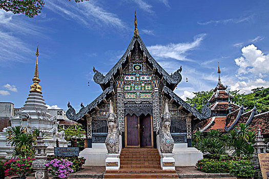 泰国清迈古城契迪龙寺,wat,chedi,luang,偏殿