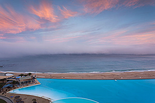 智利,胜地,游泳池,俯视图,黎明