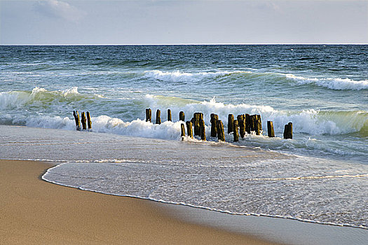 防波堤,海滩,德国