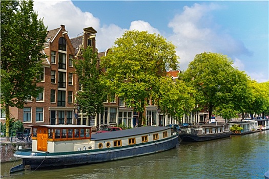 阿姆斯特丹,运河,船屋,荷兰