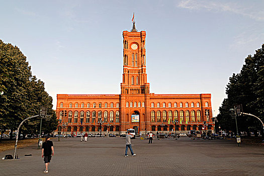 柏林,城镇,机械性的背诵,市政大厦,红色市政厅,德国,欧洲