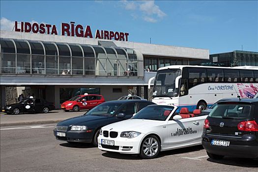 停车场,正面,国际机场,里加,拉脱维亚