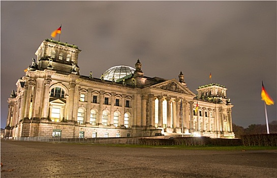 德国国会大厦,夜晚,柏林
