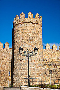 西班牙,卡斯蒂利亚,区域,阿维拉省,景色,中世纪城市,墙壁