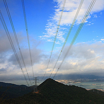 宁海,电力,电线,高山,电塔,线条