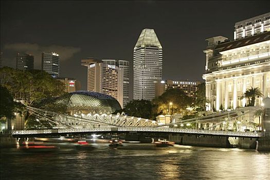 新加坡,新加坡河,建筑,桥,剧院