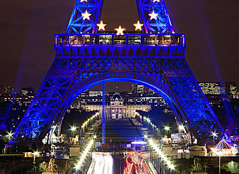 夜景,埃菲尔铁塔,塔,巴黎,法国,欧洲