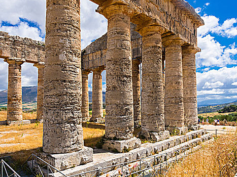 柱子,多利安式,庙宇,塞杰斯塔,省,特拉帕尼,西西里,意大利,欧洲