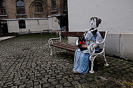 娃娃,坐,长椅,布达佩斯,匈牙利