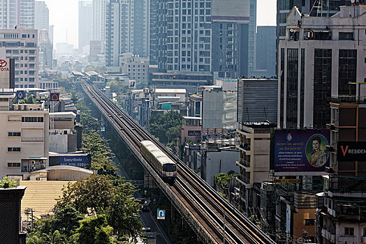 高架列车,路线,道路,车站,柯龙堤,曼谷,泰国,亚洲