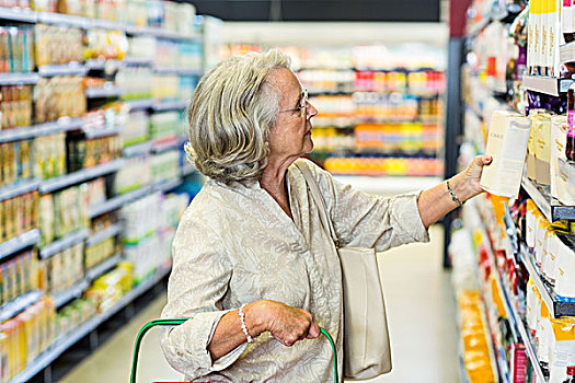老年,女人,买,食物,超市