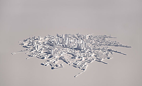俯拍,城市,模型,灰色背景