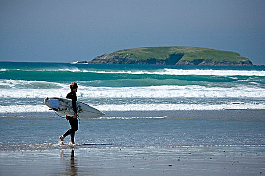 阿基尔岛,爱尔兰,冲浪,走,海滩
