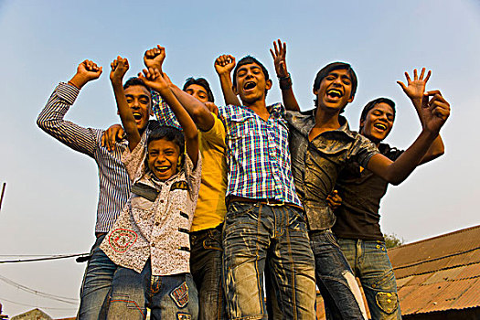 友好,年轻,人,达卡,孟加拉,亚洲