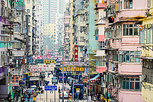 俯视图,街道,九龙,香港,中国,亚洲