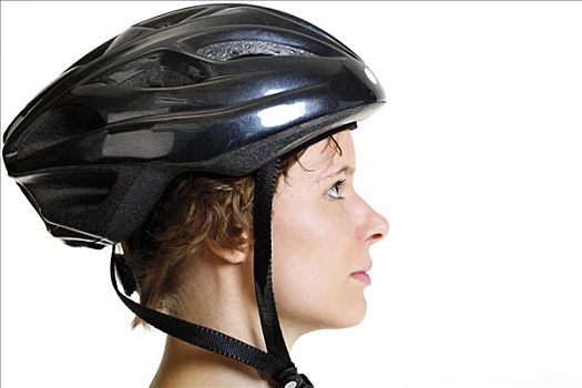女孩,穿,自行车头盔