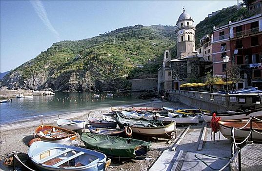 渔船,海岸,海滩,建筑,维纳扎,五渔村,利古里亚,意大利,欧洲
