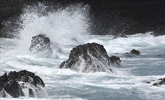 石头,海浪,加纳利群岛,西班牙