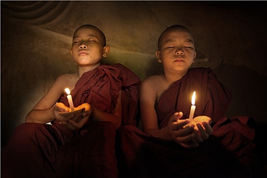 佛教,新信徒,祈祷,烛光
