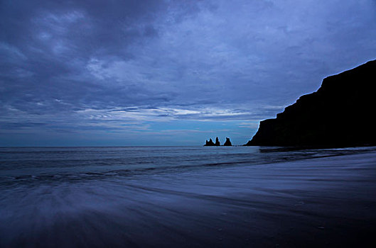 石头,排列,靠近,维克,黑色,沙,海滩,南海岸,冰岛,欧洲