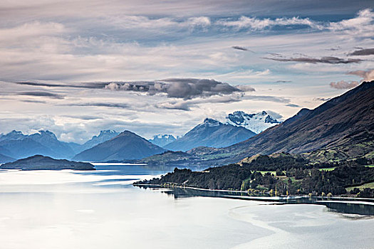 风景,湖,山,南岛,新西兰