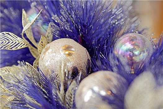 圣诞球,蓝色背景,彩色,圣诞树