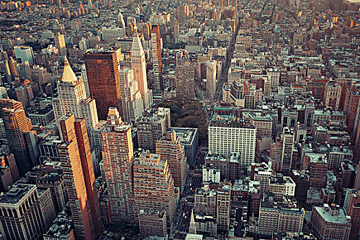 纽约,屋顶,风景,市区,曼哈顿,摩天大楼,城市