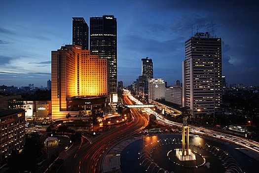 夜景,酒店,印度尼西亚,纪念建筑,建筑,雅加达
