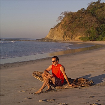 男人,海滩,哥斯达黎加