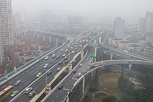 车道,雾气,上海,中国
