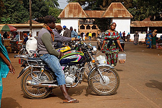 男人,摩托车,市场,宫殿,喀麦隆,非洲