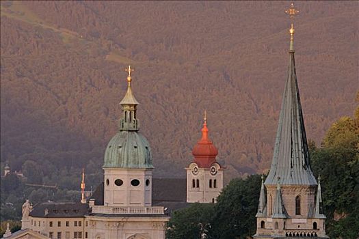 塔,大教堂,寺院,城镇,萨尔茨堡,奥地利